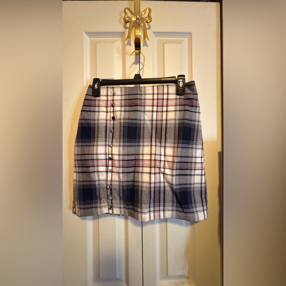 Francesca's Collections Blue and White Mini Pencil Skirt